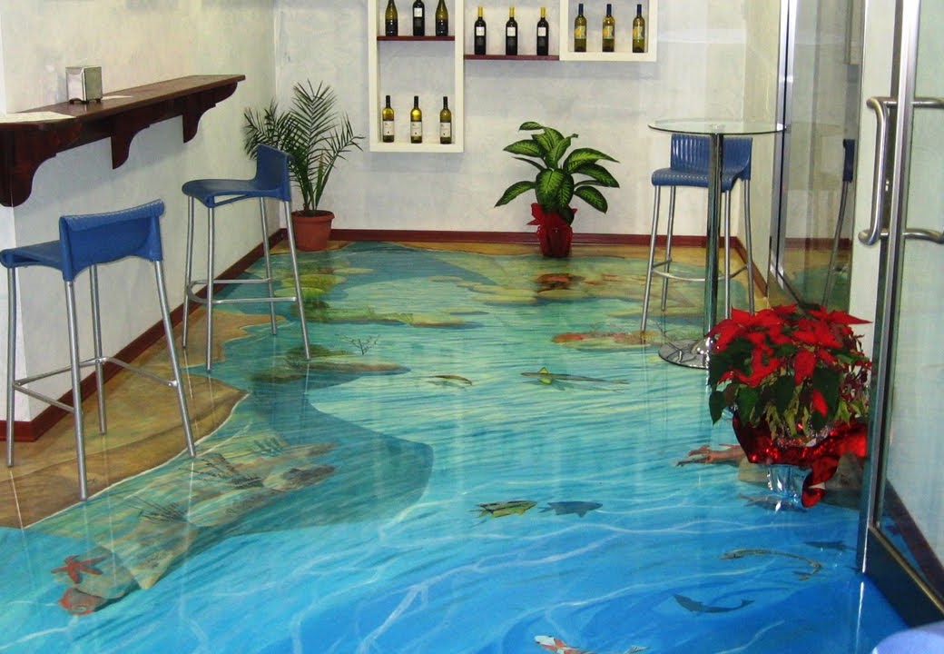 Decorative three-dimensional floor installation
